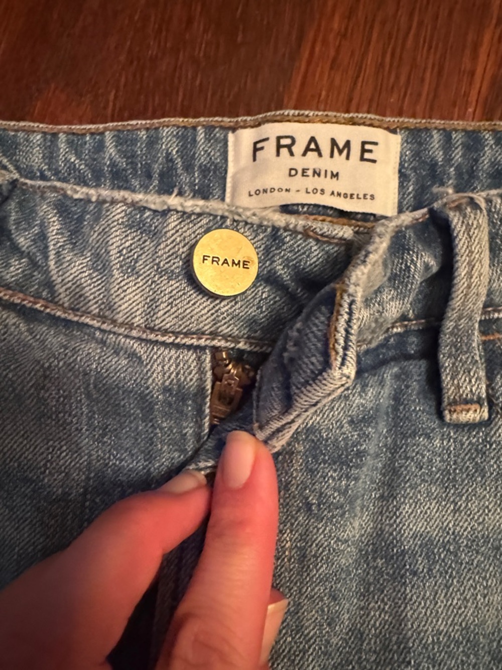 Frame Denim Light Indigo Distressed Rolled Hem Jean Shorts - Picture 4 of 5